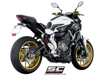 SC-Project Volledig 2-1 RVS Uitlaatsysteem Met Conic RVS Matt Black Einddemper Euro3 Gekeurd YAMAHA MT-07 2013 - 2016