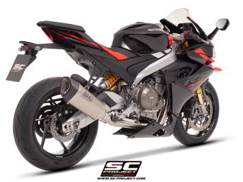 SC-Project Volledig 2-1 RVS Uitlaatsysteem Met SC1-R Titanium Einddemper Zonder E-keur APRILIA RS 660 2025
