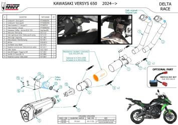 Mivv Delta Race RVS Black Volledig Uitlaatsysteem met E-keur incl. katalysator Kawasaki Versys 650 2024 - 2026