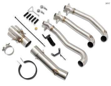 Black Widow Exhaust Volledig uitlaatsysteem met 200mm Carbon Blue Tip Einddemper zonder E-keur Triumph Daytona 660 2024 - 2026