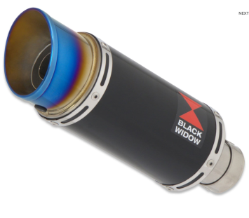 Black Widow Exhaust Volledig uitlaatsysteem met 200mm RVS Black Blue Tip Einddemper zonder E-keur Triumph Daytona 660 2024 - 2026 