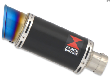 Black Widow Exhaust Volledig uitlaatsysteem met 200mm RVS Black Blue Tip Einddemper zonder E-keur Triumph Daytona 660 2024 - 2026 