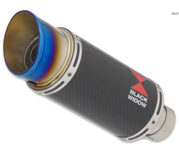 Black Widow Exhaust Volledig uitlaatsysteem met 200mm Carbon Blue Tip Einddemper zonder E-keur Triumph Daytona 660 2024 - 2026