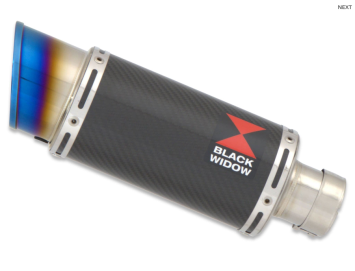 Black Widow Exhaust Volledig uitlaatsysteem met 200mm Carbon Blue Tip Einddemper zonder E-keur Triumph Daytona 660 2024 - 2026