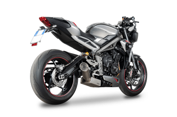 Spark Grid-O Titanium Einddemper + RVS Soundbox met E-keur Triumph Street Triple 765 RS / R / S 2020 - 2022