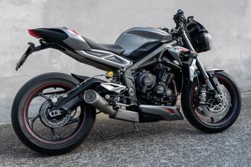 Spark Grid-O Titanium Einddemper + RVS Soundbox met E-keur Triumph Street Triple 765 RS / R / S 2020 - 2022