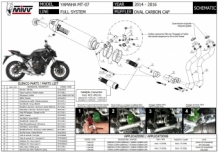 Mivv Oval Carbon met Carbon Endcap Compleet Uitlaatsysteem met E-keur Yamaha MT07 2014 > 2022