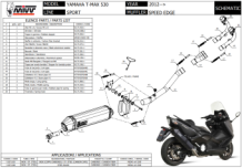Mivv Speed Edge RVS Black Compleet 2in1 Uitlaatsysteem met E-keur Yamaha Tmax530 2012 > 2016