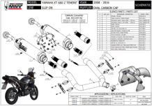 Mivv Oval Titanium met Carbon Endcap Einddemper Set (L+R) met E-keur Yamaha XT660Z 2008 - 2016