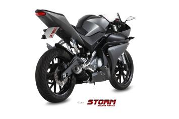 Storm By Mivv GP RVS Black Compleet 1in1 Uitlaatsysteem Met E-keur YAMAHA YZF R125 2014 - 2018